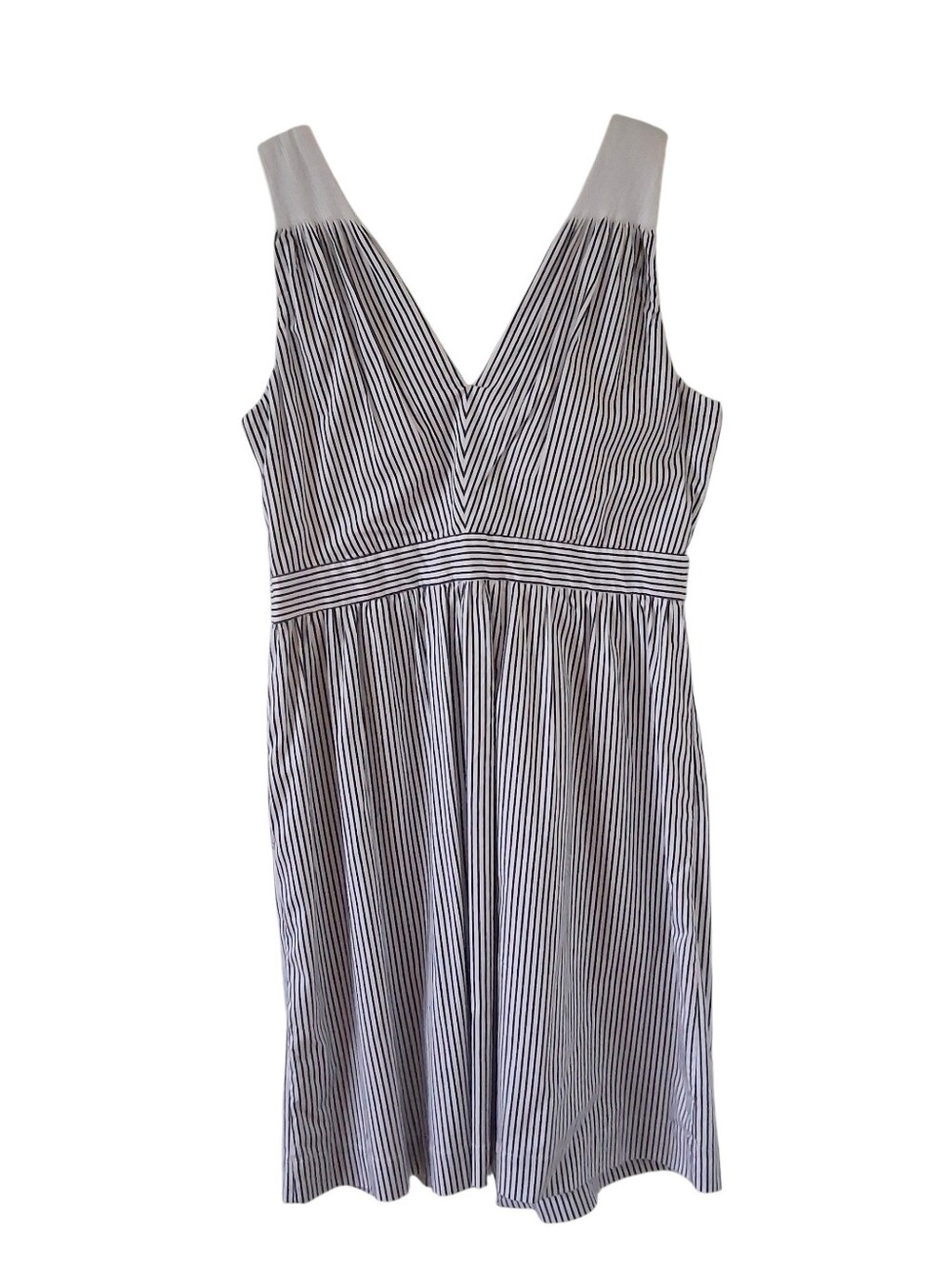 Banana Republic Dress Size 16 Blk/Wht Stripe Sleeveless V-neck